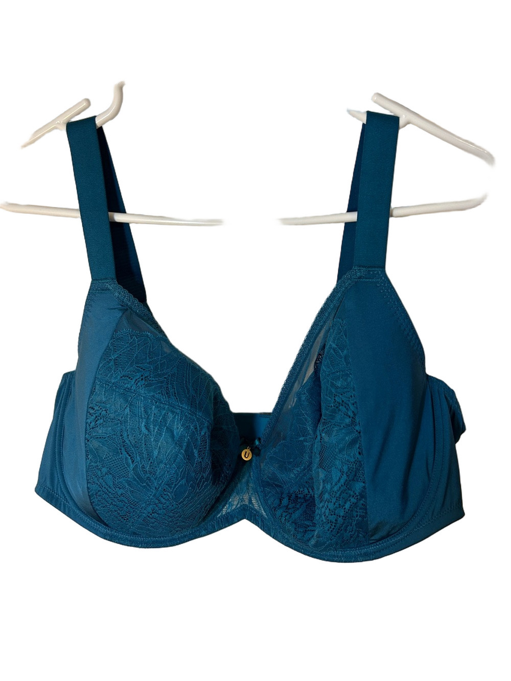 Understance PAIGE flexwire peacock Teal Lace Underwire Bra lightly padded 46DDD